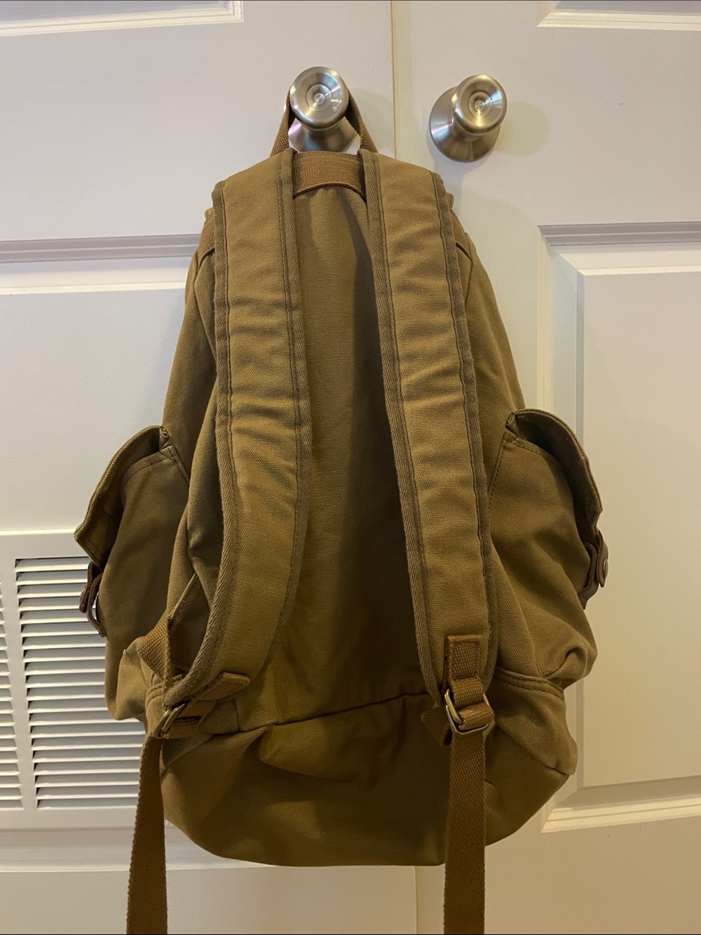 Canvas Rucksack Backpack - Brown - Picture 2 of 4